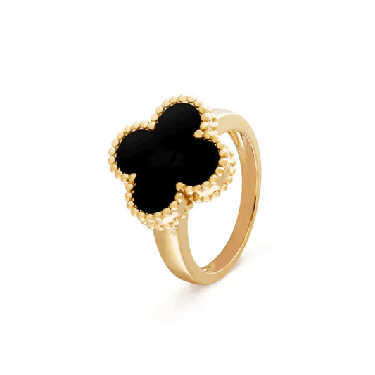 [RAFFINE] ANILLO DE ÓNIX DE TRÉBOL