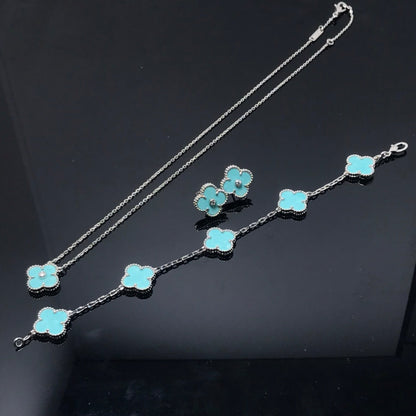 [RAFFINE]CLOVER 1 DIAMOND BLUE SKY SILVER EARRINGS