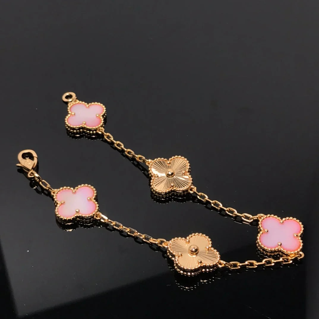[RAFFINE] CLOVER 5 MOTIFS  PINK MOP BRACELET COLLECTION