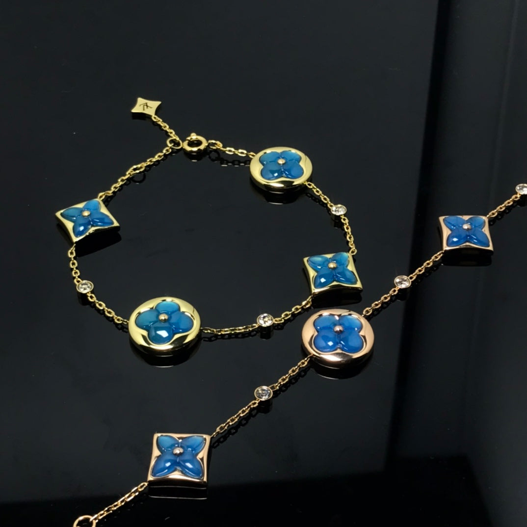 [RAFFINE]STAR AND SUN 4 MOTIF BLUE BRACELET