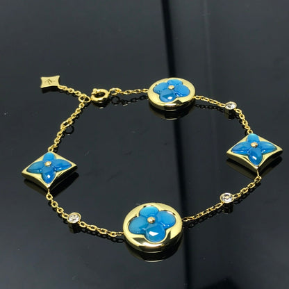 [RAFFINE]STAR AND SUN 4 MOTIF BLUE BRACELET