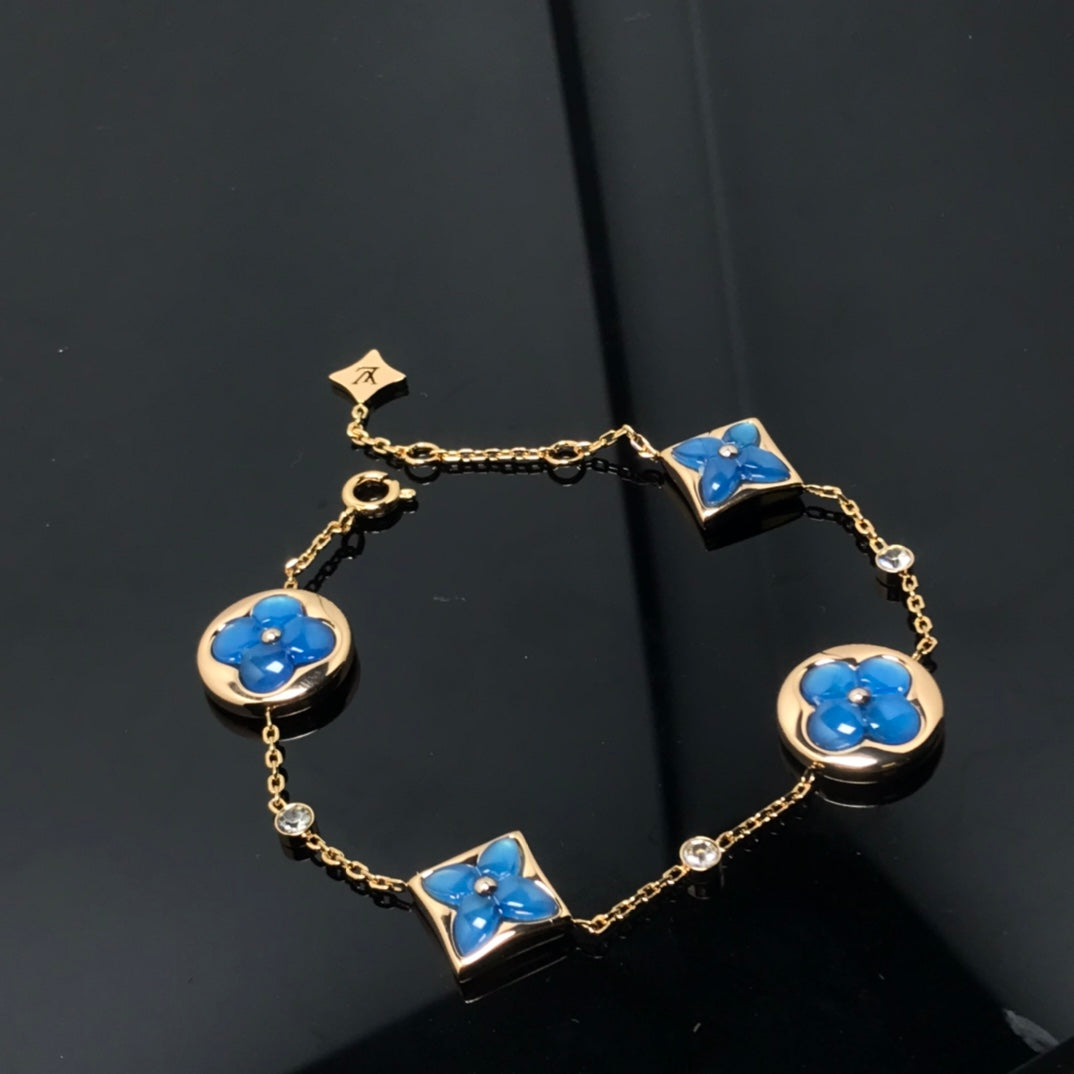 [RAFFINE]STAR AND SUN 4 MOTIF BLUE BRACELET
