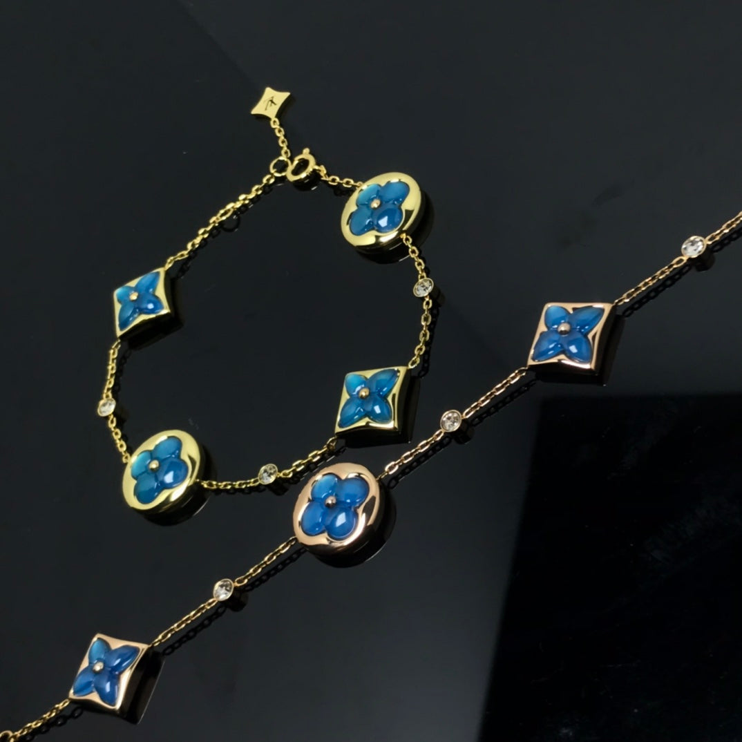 [RAFFINE]STAR AND SUN 4 MOTIF BLUE BRACELET