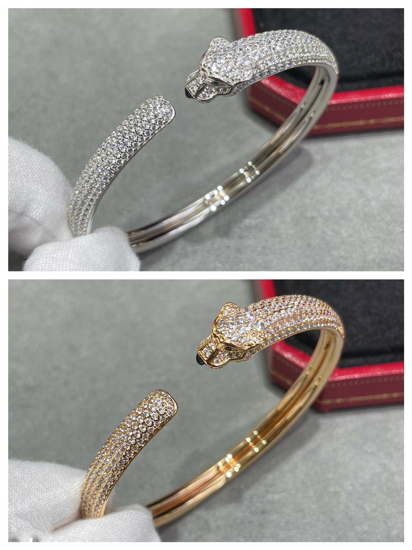 [RAFFINE]PANTHERE PULSERA ABIERTA CON DIAMANTES