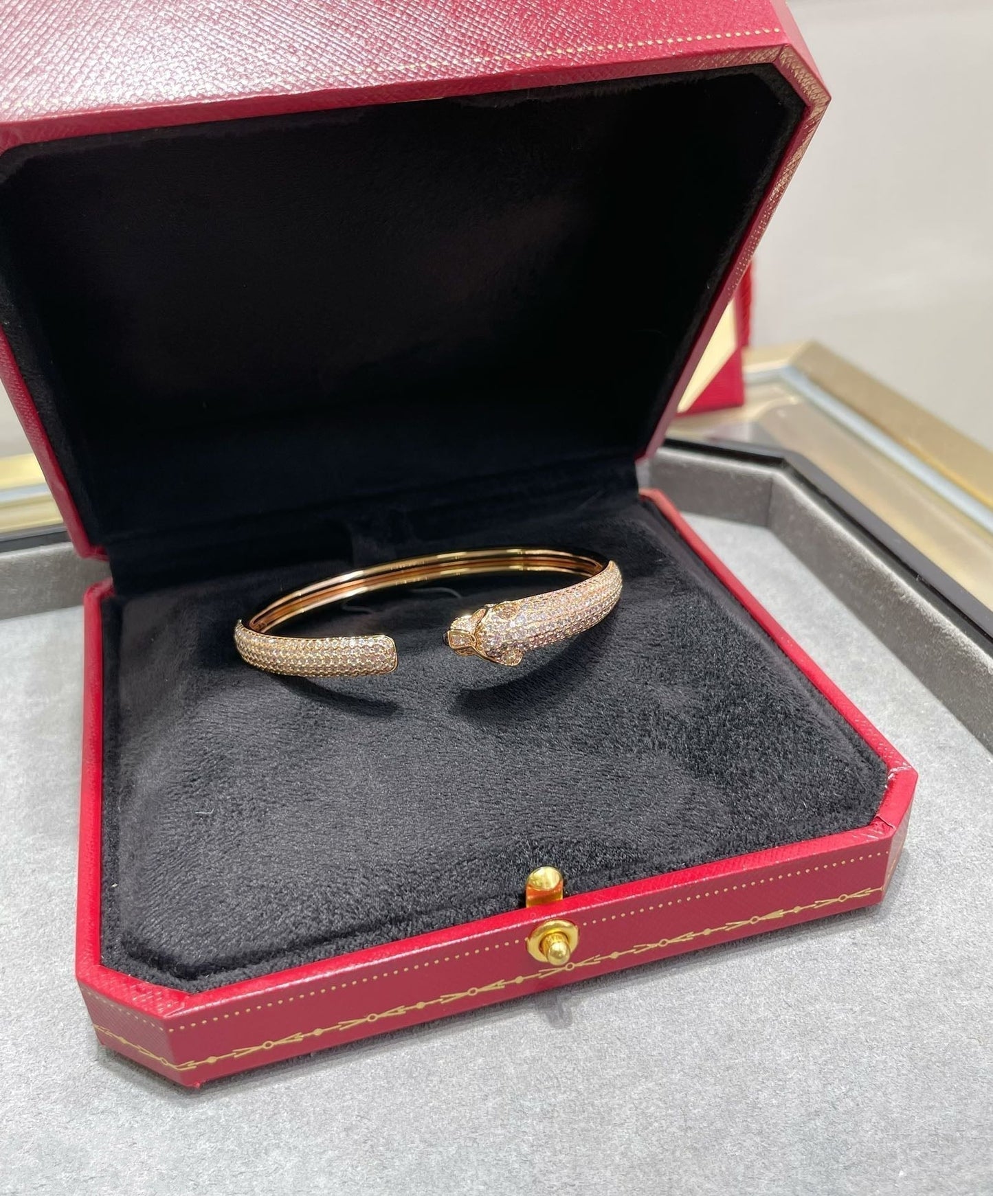 [RAFFINE]PANTHERE PULSERA ABIERTA CON DIAMANTES