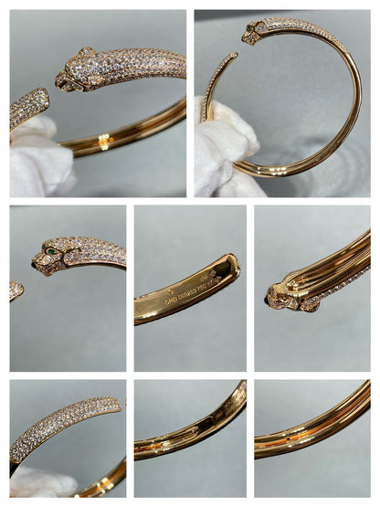 [RAFFINE]PANTHERE PULSERA ABIERTA CON DIAMANTES