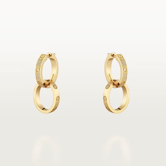 [Raffine]LOVE 3.3MM DANGLE HALF DIAMOND EARRINGS
