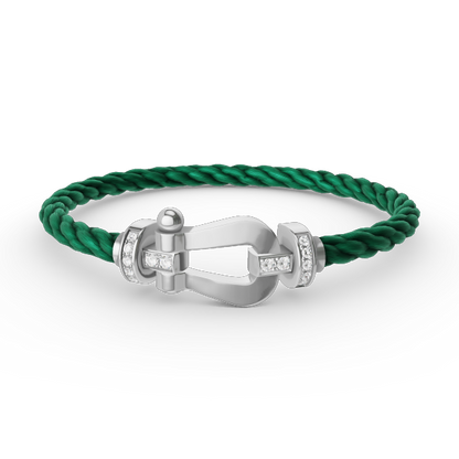[RAFFINE]FORCE LARGE HORSESHOE HALF DIAMOND BRACELET SILVER