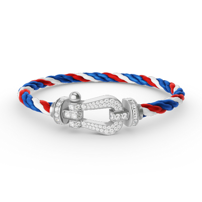 [RAFFINE]FORCE LARGE HORSESHOE FULL DIAMOND BRACELET SILVER