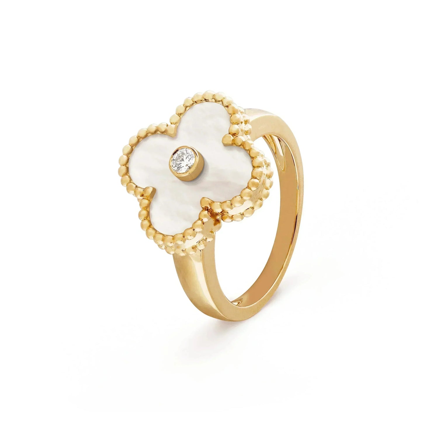 [Raffine]CLOVER PINK MOP RING GOLD DIAMANT