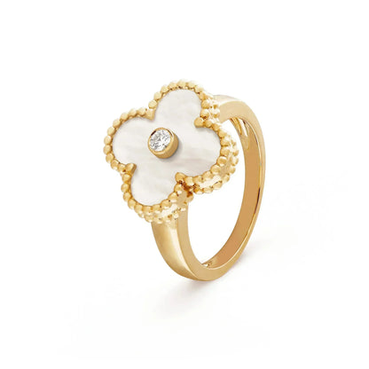 [Raffine]CLOVER PINK MOP RING GOLD DIAMANT