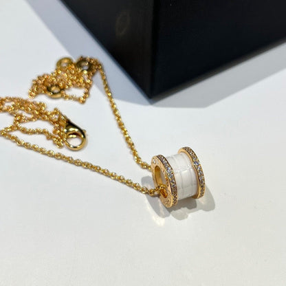 [RAFFINE]ZERO 1 COLLAR DE ORO ROSA CON DIAMANTES DE CERÁMICA BLANCA