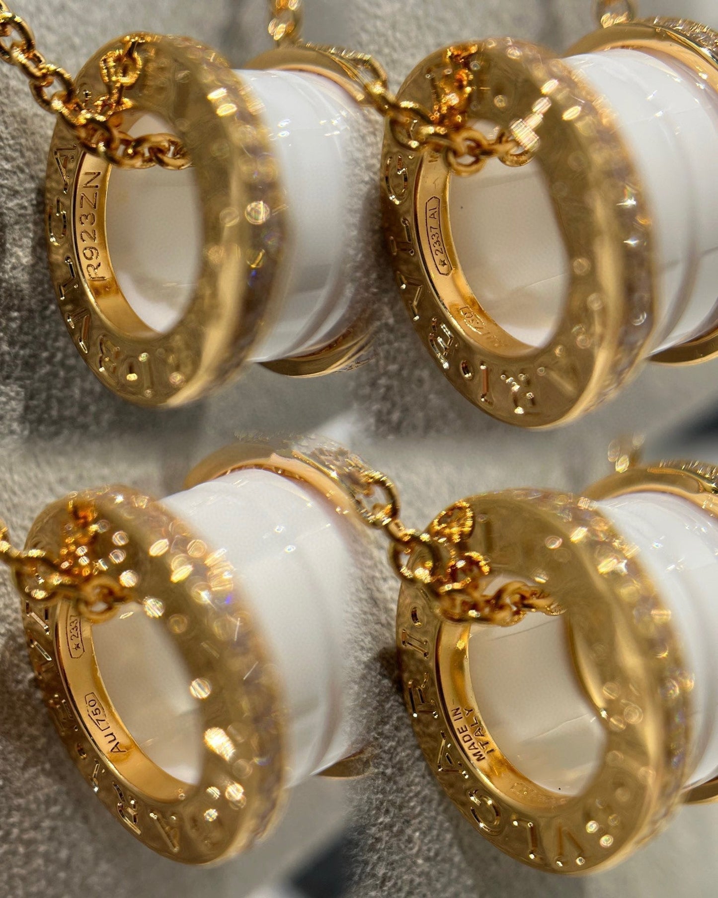 [RAFFINE]ZERO 1 COLLAR DE ORO ROSA CON DIAMANTES DE CERÁMICA BLANCA