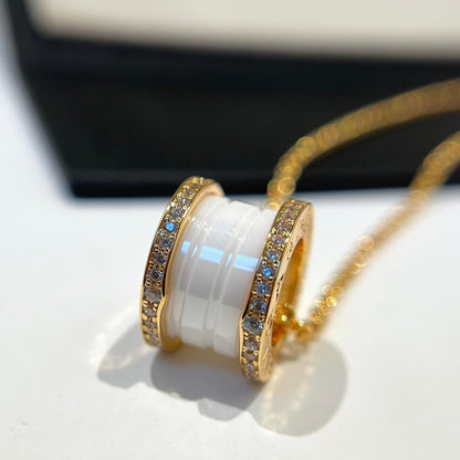 [RAFFINE]ZERO 1 COLLAR DE ORO ROSA CON DIAMANTES DE CERÁMICA BLANCA